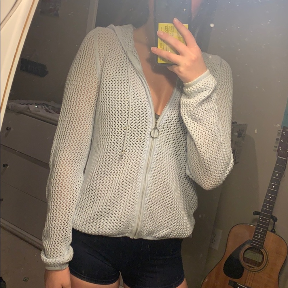 baby blue see though hoodie